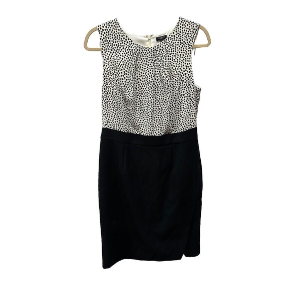 Talbots Blouse Top Ponte Knit Skirt Polka Dot Dress Black White Size 10P Career